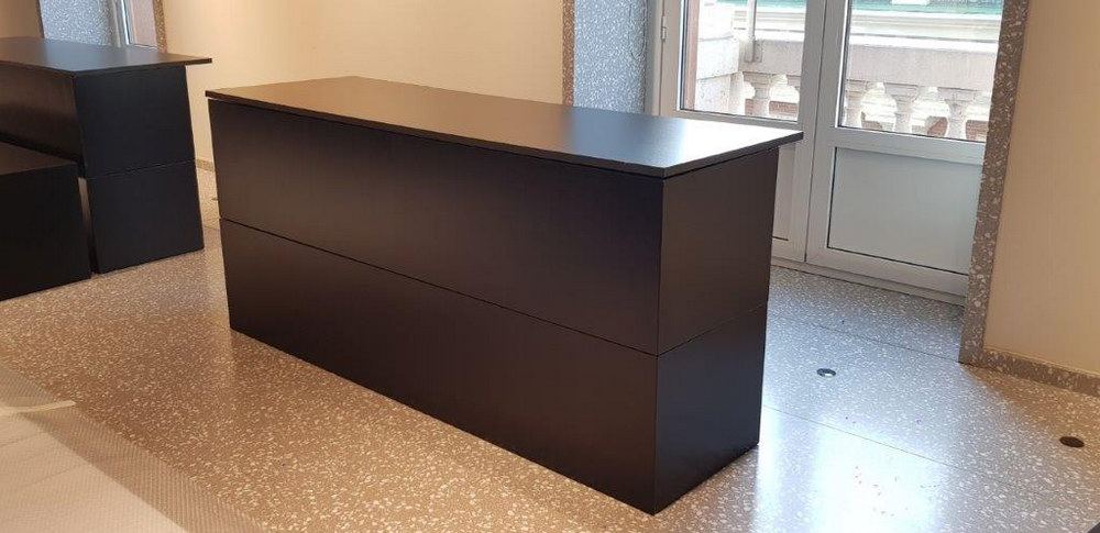Black wooden counter rental in Milan Italy